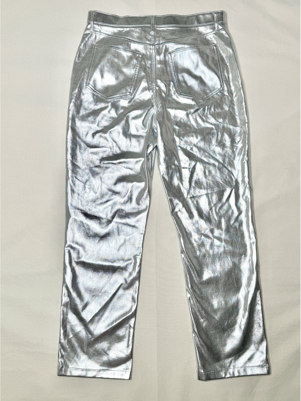 Abercrombie & Fitch 90s Straight Ultra High Rise Silver Metallic Jeans 32/14
